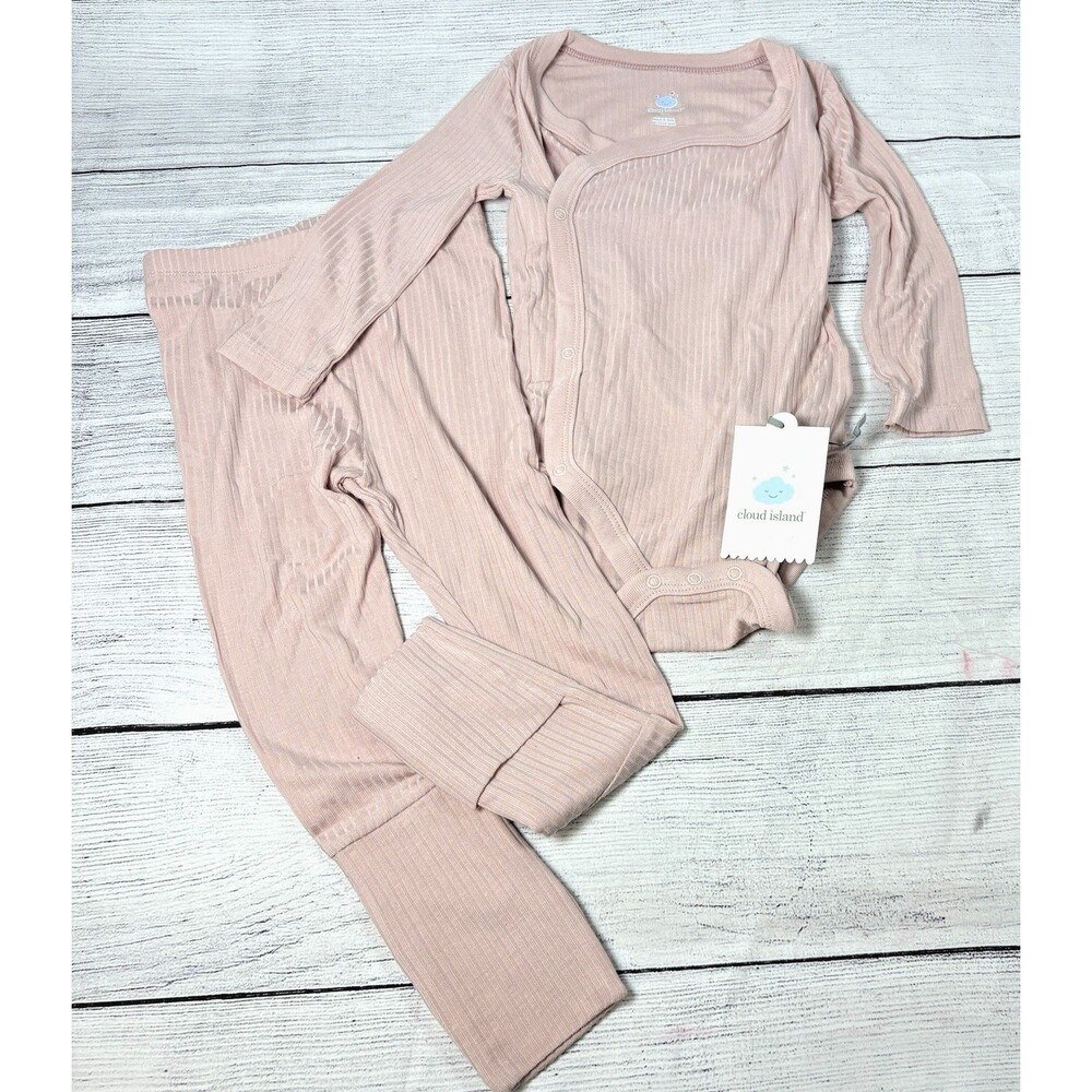 Cloud Island 2 Pc Ribbed Bodysuit Pants Sz 18 Mo Blush Pink SUPER SOFT Modal NWT